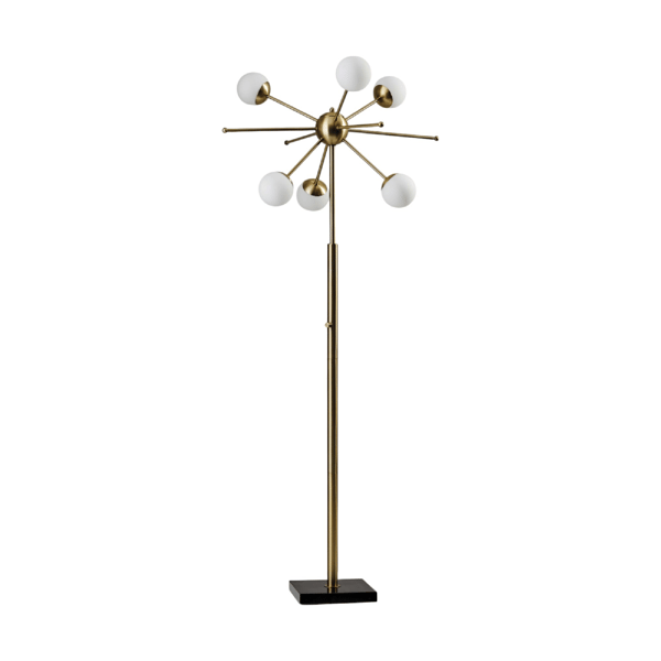 HomeRoots 64in. Brass Six Light LED Novelty Floor Lamp