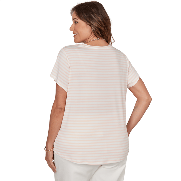Plus Size Emaline Key Items Short Sleeve V Neck Stripe Tee