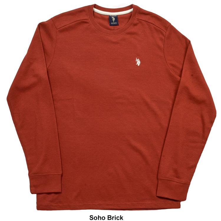 Mens U.S. Polo Assn.® Solid Crew Neck Waffle Knit Thermal
