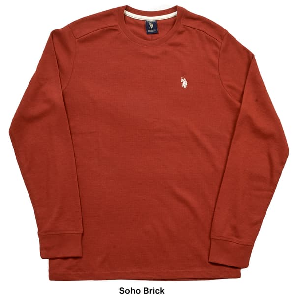 Mens U.S. Polo Assn.® Solid Crew Neck Waffle Knit Thermal