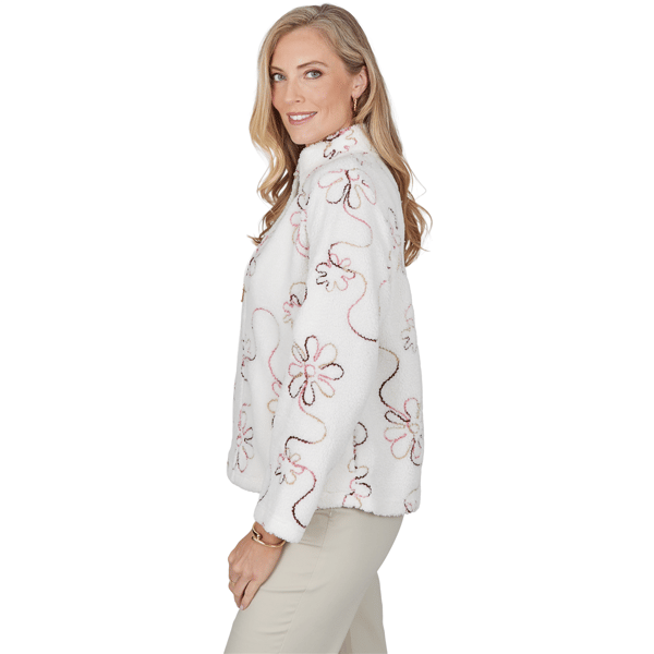 Petite Alfred Dunner Sunset Ridge Floral Sherpa Jacket