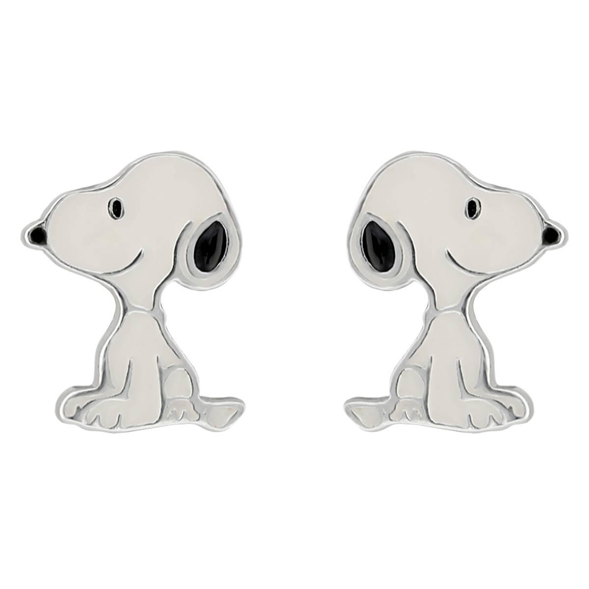 Sterling Silver with Enamel Snoopy Stud Earrings