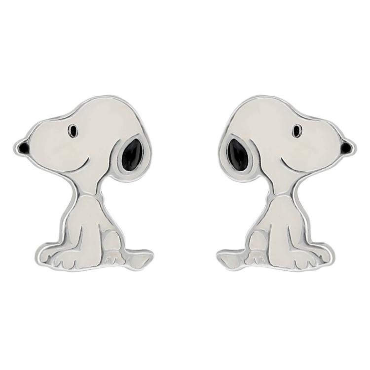 Sterling Silver with Enamel Snoopy Stud Earrings