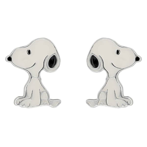 Sterling Silver with Enamel Snoopy Stud Earrings - image 