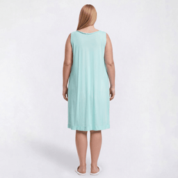 Plus Size Exquisite Form Sleeveless Solid Short Nightgown