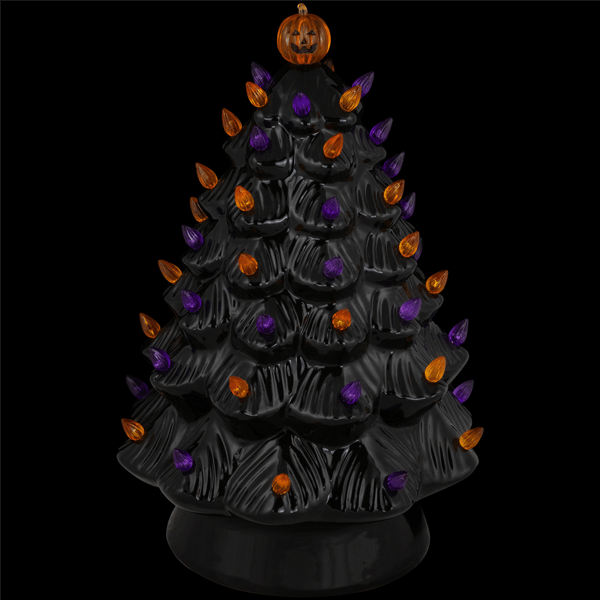 Northlight LED Lighted Ceramic Halloween Tree with Pumpkin