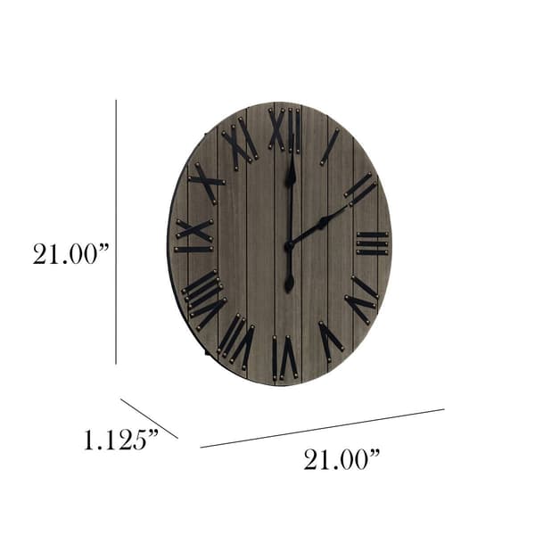 Elegant Designs Handsome 21" Farmhouse Wood Wall Clock