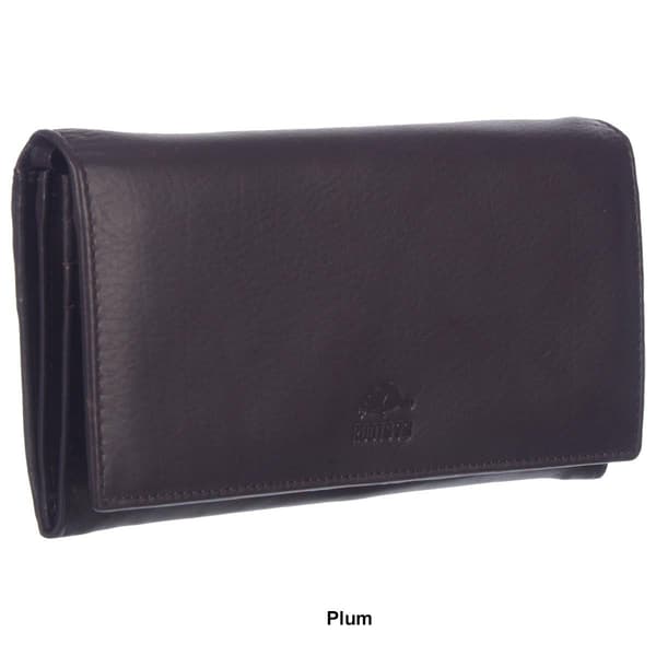 Womens Roots Leather Expander Clutch Wallet with RFID