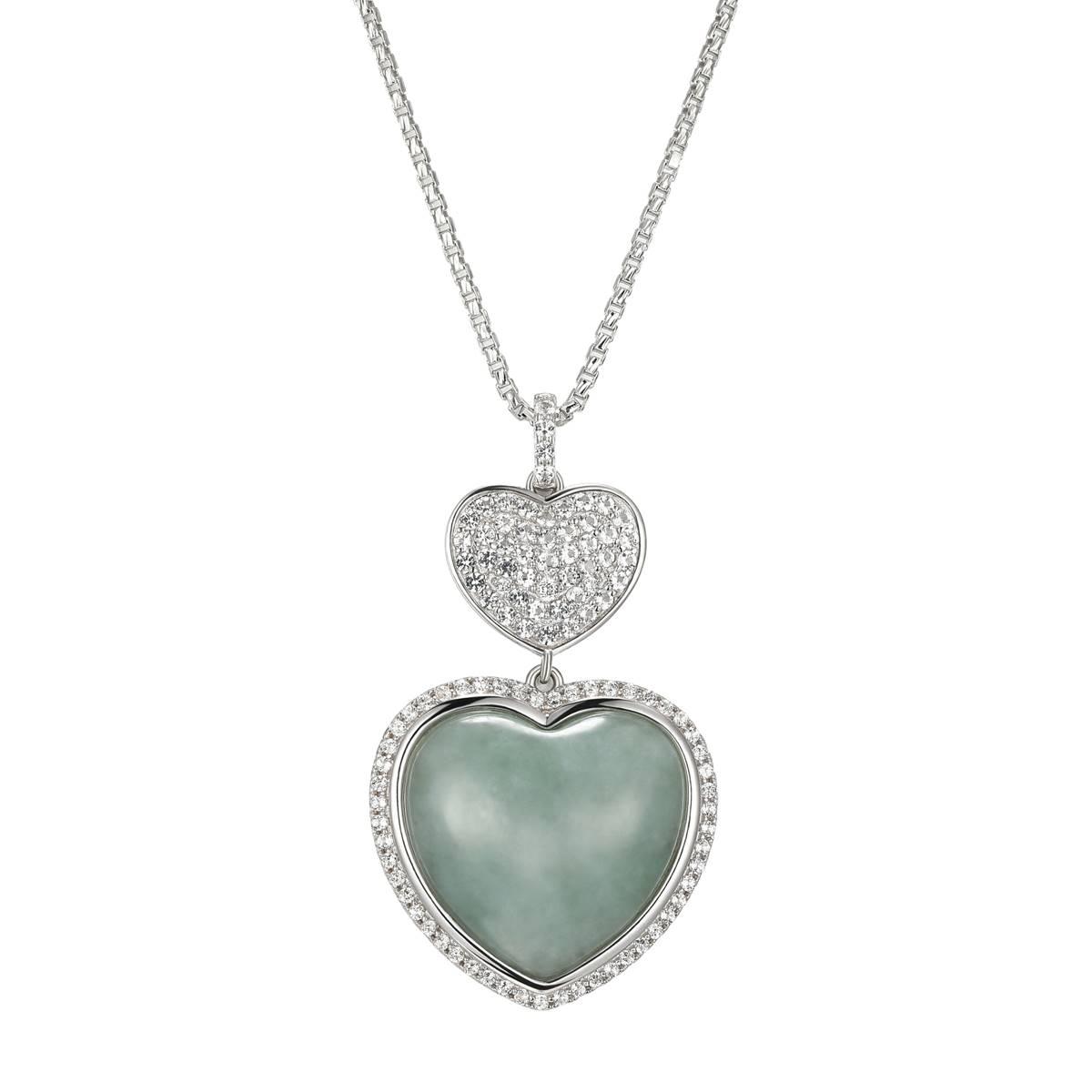 Forever Facets Green Jade Heart Pendant Necklace