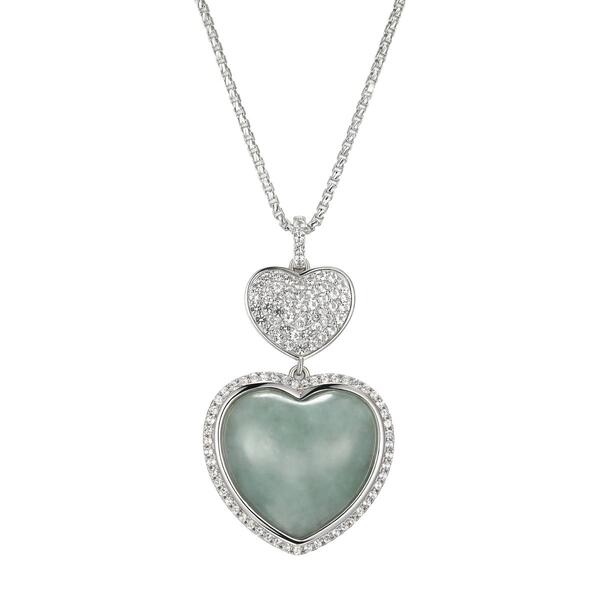 Forever Facets Green Jade Heart Pendant Necklace - image 