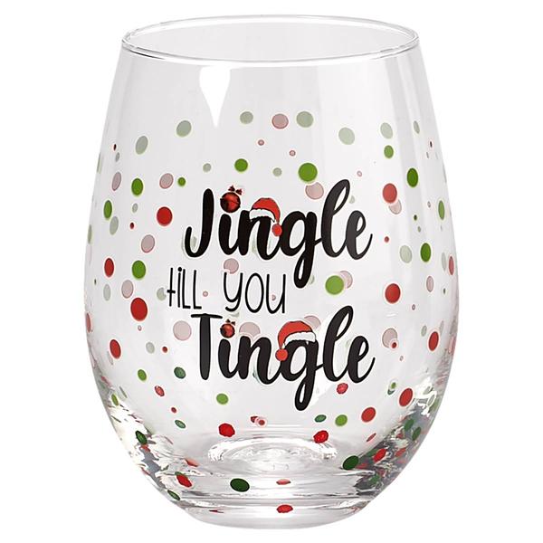 Home Essentials 18oz. Jingle till You Tingle Stemless Wine Glass - image 