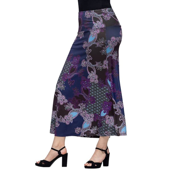 Womens 24/7 Comfort Apparel Purple Paisley A-Line Maxi Skirt