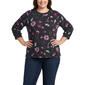 Womens Bonnie Evans 3/4 Sleeve Fall Floral Leaves Hacci Sweater - image 1