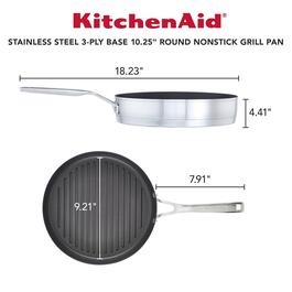 KitchenAid&#174; Stainless Steel 3-Ply Base 10.2in. Nonstick Grill Pan