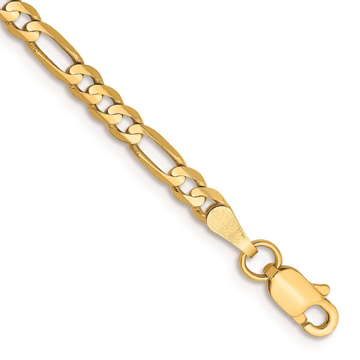 Gold Classics™ 3mm. 14k Concave Open Figaro Chain Bracelet