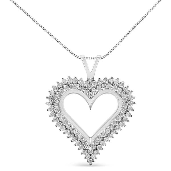 Haus of Brilliance Silver 1ctw. Lab Grown Diamond Heart Pendant