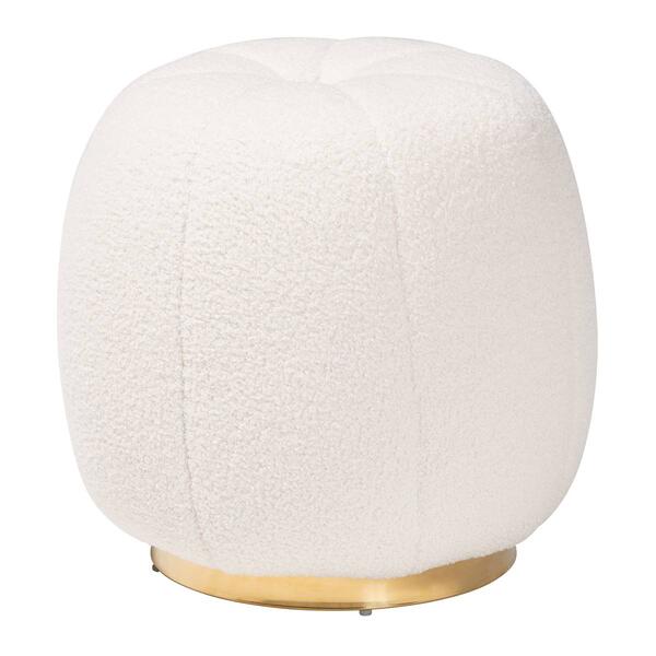 Baxton Studio Raelynn Modern Ivory Boucle Upholstered Ottoman - image 