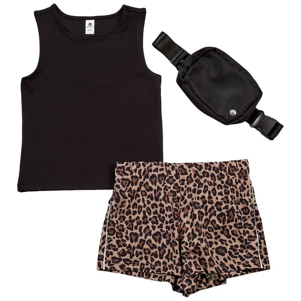 Girls (7-14) 90 Degree(R) by Reflex Tank w/ Leopard Short & Bag - image 