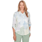Petites Alfred Dunner St. Augustine Pastel Floral Print Button D - image 1