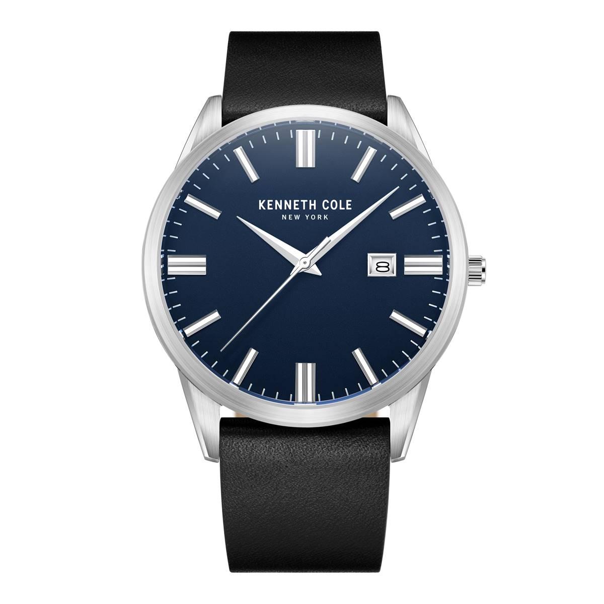 Mens Kenneth Cole® New York Black/Blue Dial Watch -...