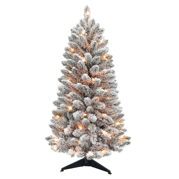 Puleo International 4ft. Flocked Pine Artificial Christmas Tree - image 