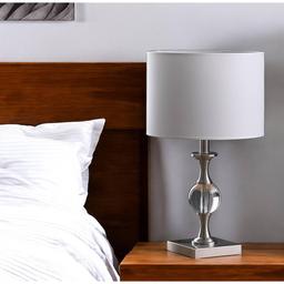 HomeRoots 20in. Silver Bedside Table Lamp
