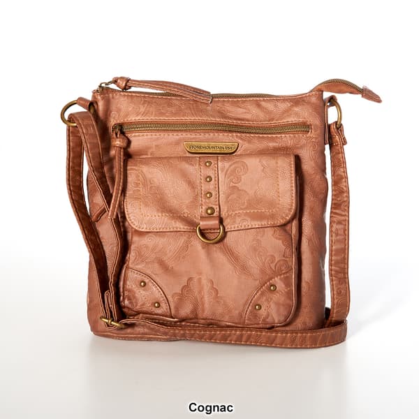 Stone Mountain Embossed Crossbody w/Studs