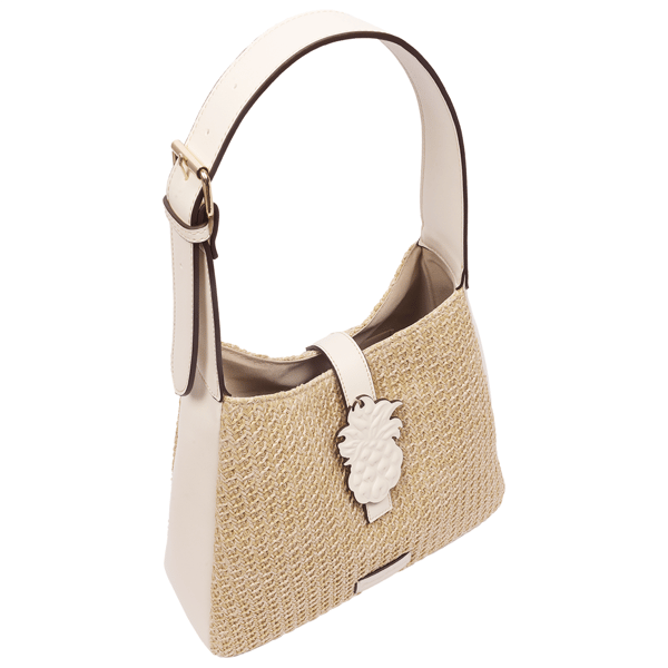 Tommy Bahama Logo Tab Raffia Hobo Bag with Pineapple Accent