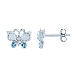 Gemstone Classics&#40;tm&#41; Simulated Opal/Topaz Butterfly Earrings