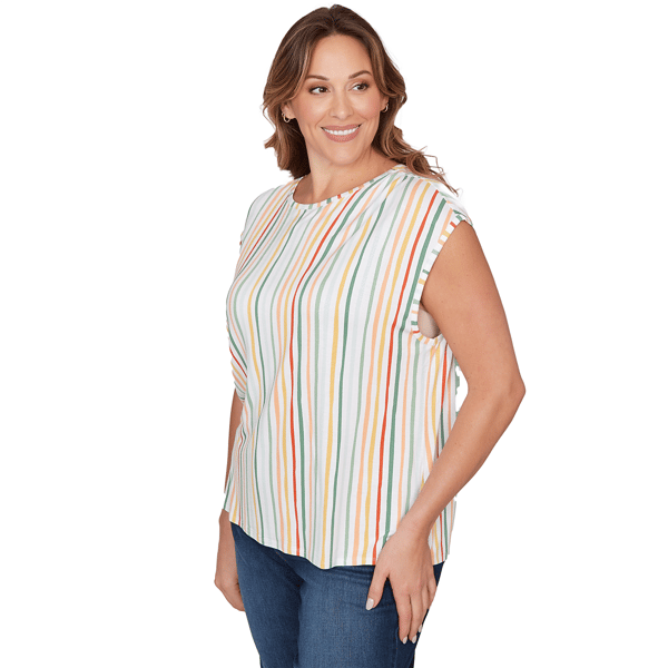 Plus Size Emaline Key Items Cap Sleeve Stripe Tee