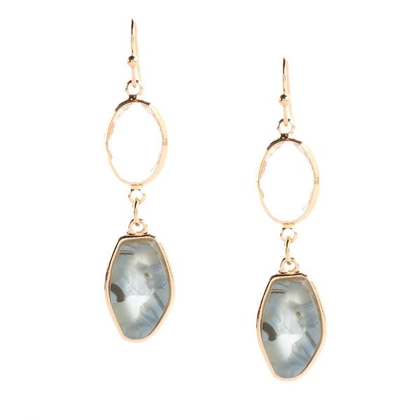Ashley Cooper&#40;tm&#41; Gold Plated Marble Resin Two Drop Earrings - image 