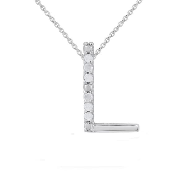 1/20cttw. Natural Diamond Sterling Silver Letter L Pendant - image 