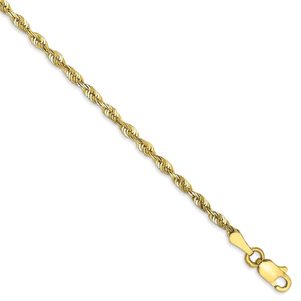 Mens Gold Classics&#40;tm&#41; 10kt. 2.25mm 8in. Rope Chain Bracelet