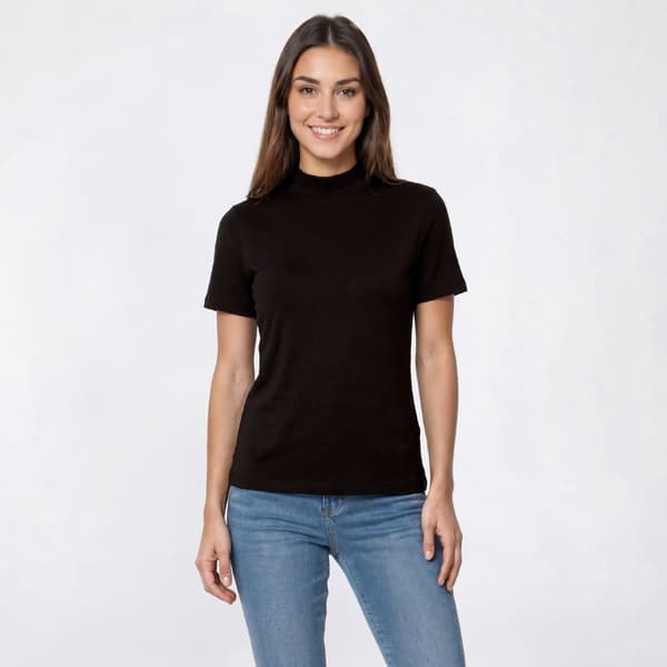 Womens Hasting & Smith Short Sleeve Mock Neck Tee