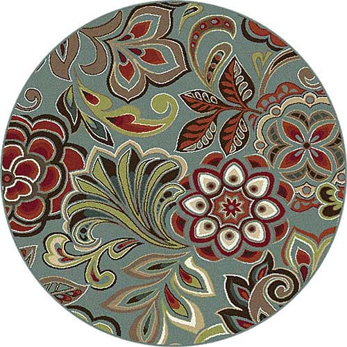 Tayse Deco Dilek Seafoam Round Area Rug - 5'3 - image 