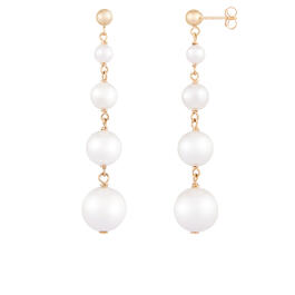 Splendid Pearls 14kt. Gold Graduated Dangling Pearl Earrings
