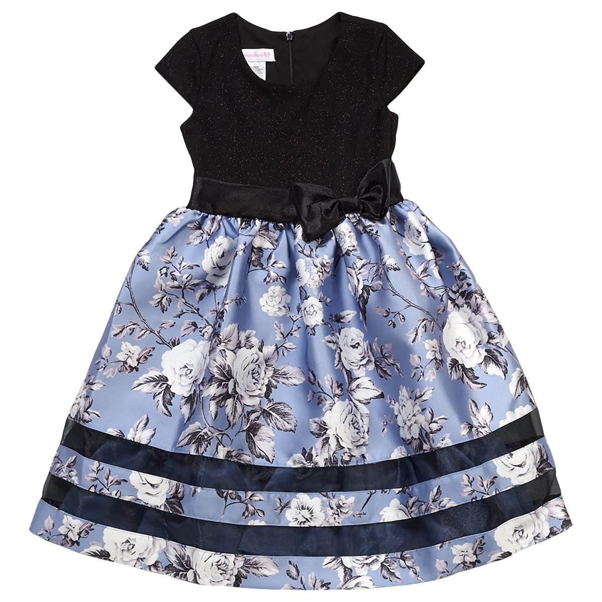 Girls (4-6x) Bonnie Jean Cap Sleeve Sparkle & Floral Dress