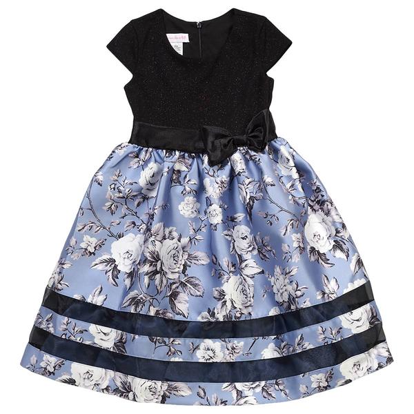 Girls (4-6x) Bonnie Jean Cap Sleeve Sparkle & Floral Dress