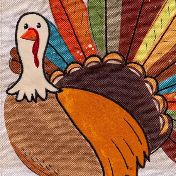 Evergreen Tom Turkey Thanksgiving Burlap Garden Flag