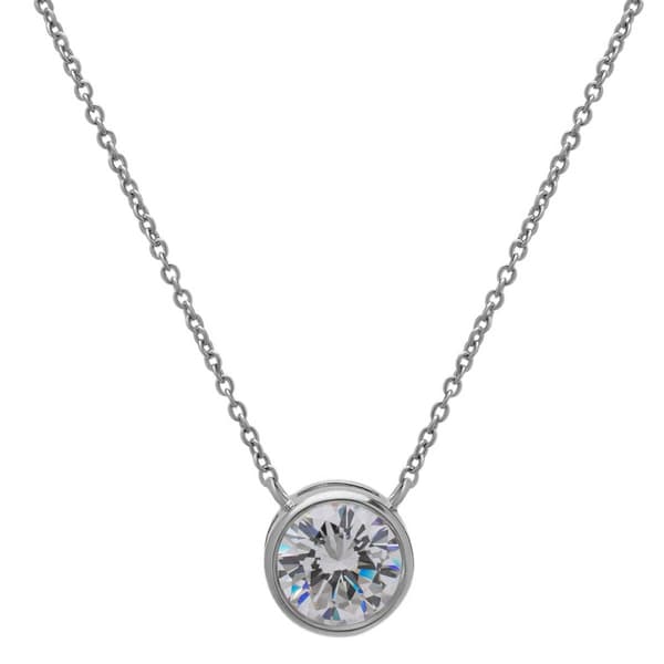 Sterling Silver Round Bezel Necklace - image 