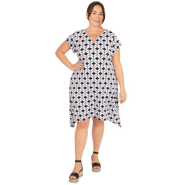 Women''s Ruby Rd. Larky Lark Geometric Puff Print Dress - image 