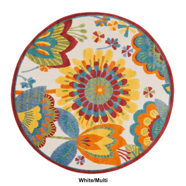 Nourison Aloha Floral Contemporary Round Rug