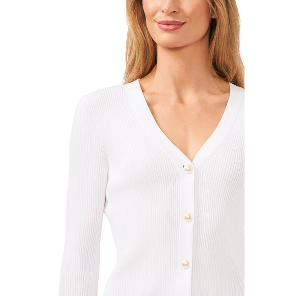 Womens Cece Solid Long Sleeve V-Neck Cardigan