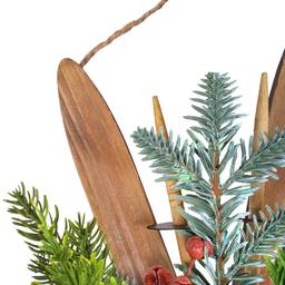 National Tree 17in. Holiday Skis Floral Wall Hanging Décor