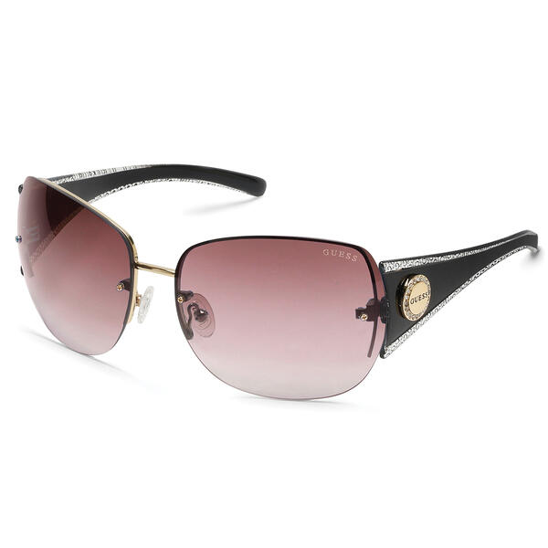 Womens Guess Square Metal Sunglasses - Dark Brown - image 
