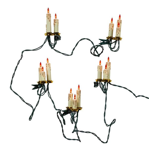 Kurt Adler 15-Light White Triple Candle Light Set w/ Amber Bulbs - image 
