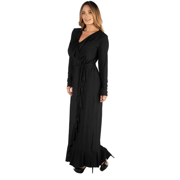 Plus Size 24/7 Comfort Apparel Ruffled Neck Maxi Dress