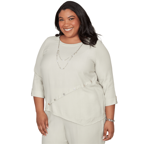 Plus Size Alfred Dunner Vintage Charm Asymmetrical Hem Blouse