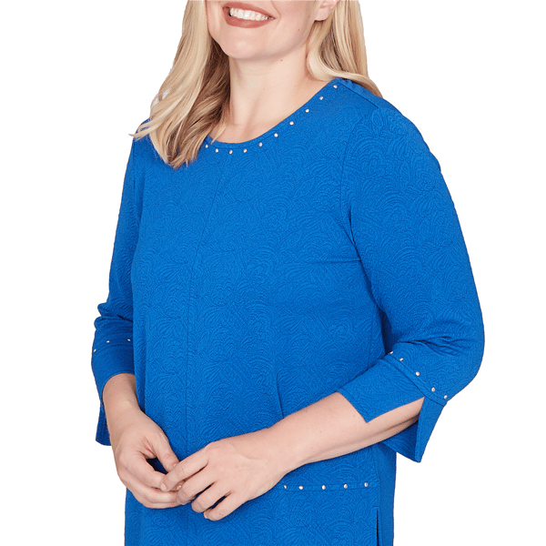 Plus Size Alfred Dunner Barcelona Jacquard Embellish Stud Blouse