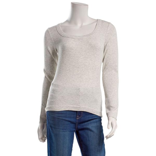 Juniors Derek Heart Long Sleeve Seamless Scoop Neck Top - image 